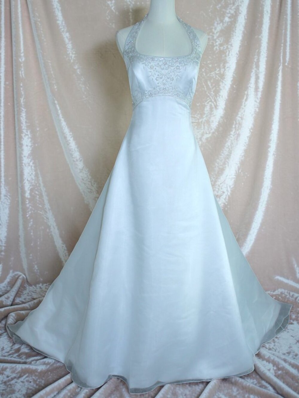 White Halter Wedding Gown